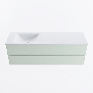 MONDIAZ VICA 150cm badmeubel onderkast Greey 2 lades. Wastafel CLOUD links 1 kraangat, kleur Talc.