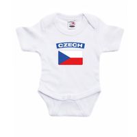 Czech / Tsjechie landen rompertje met vlag wit voor babys 92 (18-24 maanden)  - - thumbnail
