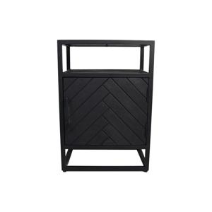 Nachtkastje 1 Deur Rechts - 45x32x65-Zwart-Mango/Metaal