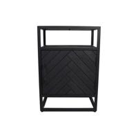 Nachtkastje 1 Deur Rechts - 45x32x65-Zwart-Mango/Metaal