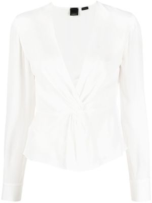PINKO blouse torsadée à col v - Blanc