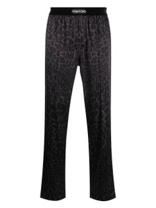 TOM FORD pantalon en soie mélangée à imprimé léopard - Noir