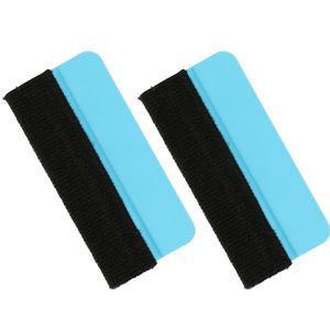 Multipak van 2x stuks aandruk spatels/rakels blauw kunststof voor raamfolie en plakplastic ca. 10 cm