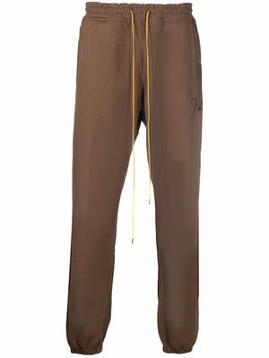 RHUDE pantalon de jogging à taille à lien de resserrage - Marron