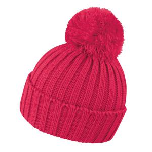 Result grof gebreide wintermuts met pompon - roze - Wintermutsen voor dames/heren