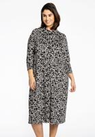 Yoek Blouse midi Graphic | Zwart | Maat 46/48