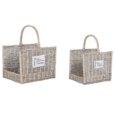 Houtblok standaard Home ESPRIT Natuurlijk vlechtwerk 47 x 35 x 54 cm