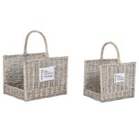 Houtblok standaard Home ESPRIT Natuurlijk vlechtwerk 47 x 35 x 54 cm