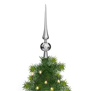 Kerstboom piek - zilver - kunststof - 28 cm - kerstpieken