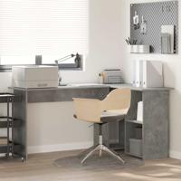 Bureau met plank Betongrijs 142 x 102 x 73 cm Bewerkt hout