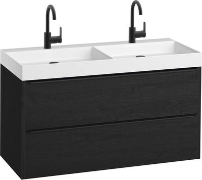 Saqu Salto voorgemonteerd badmeubel incl. wastafel 120x52cm eiken zwart/zwart