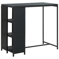 Bartafel met opbergrek 120x60x110 cm poly rattan zwart