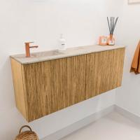 Toiletmeubel Mondiaz Joya Dlux | 100 cm | Meubelkleur Oak | Faye wastafel Frappe Wasbak Links | 1 kraangat