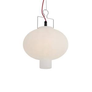 QAZQA Buiten hanglamp wit 35 cm met rode stekker IP44 - Pion