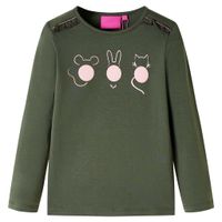 Kindershirt met lange mouwen dierenprint 116 kakikleurig