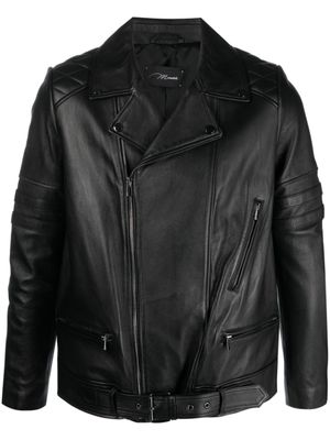 Manokhi veste en cuir à fermeture zippée décalée - Noir