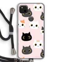 Katten: Pixel 4a Transparant Hoesje met koord