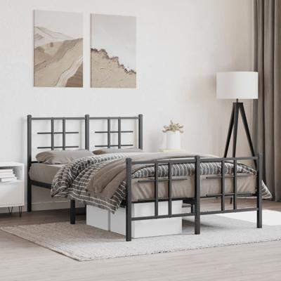 Bedframe met hoofd- en voeteneinde metaal zwart 120x200 cm Bedframe met hoofd- en voeteneinde metaal zwart 120x200 cm