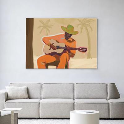 Urban Cotton Wandkleed 'Musician 2' 80 x 110cm in Frame - black
