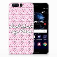 Huawei P10 Silicone-hoesje Flowers Pink DTMP - thumbnail