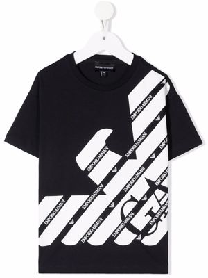 Emporio Armani Kids t-shirt à logo imprimé - Bleu