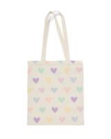 HEMA Canvas Tas 42x36cm Beige Hartjes