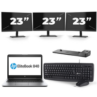 HP EliteBook 840 G1 - Intel Core i7-4e Generatie - 14 inch - 8GB RAM - 240GB SSD - Windows 11 + 3x 23 inch Monitor