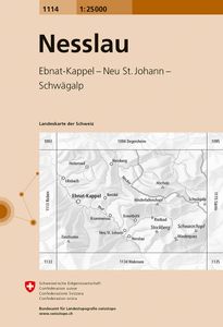 Wandelkaart - Topografische kaart 1114 Nesslau | Swisstopo