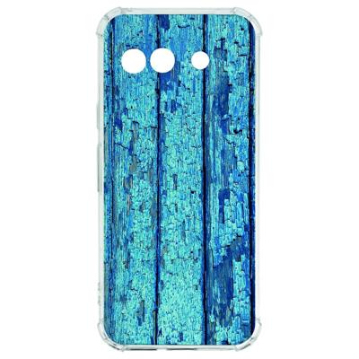 Google Pixel 9a Hoesje - Wood Blue TPU Antishock Google Pixel 9a Hoesje - Wood Blue TPU Antishock