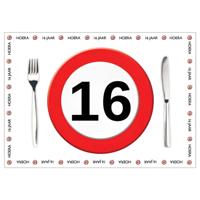 Placemat 16 jaar - 10x stuks - 42 x 30 cm - 90g - papier - verjaardag - jubileum