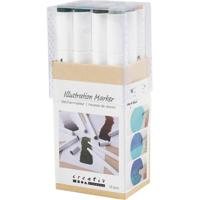 Creativ Company 2-in-1 Alcohol Marker Stiften Dubbele Punt natuurlijke kleuren 12 stuks