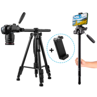 MOJOGEAR 167cm 3-in-1 statief: driepoot, monopod & horizontale arm - thumbnail