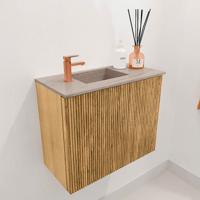 Toiletmeubel Mondiaz Joya Dlux | 50 cm | Meubelkleur Oak | Faye wastafel Saba Wasbak Links | 1 kraangat