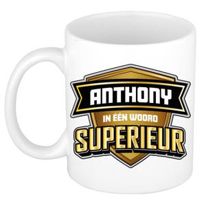 Naam mok Anthony - wit - Superieur - keramiek - 300 ml - cadeau collega beker