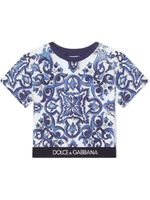 Dolce & Gabbana Kids t-shirt en coton à imprimé Majolica - Bleu - thumbnail