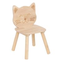 Kinder stoeltje Katje/poes - naturel - hout - D30 x H50 cm - bijzet stoeltjes Kinder stoeltje Katje/poes - naturel - hout - D30 x H50 cm - bijzet stoeltjes