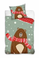 Kerst dekbedovertrek Beer met sjaal 140 x 200 cm (70 x 90 cm)