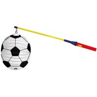 Lampionstokje 50 cm - met voetbal lampion - wit/zwart - D22 cm - thumbnail