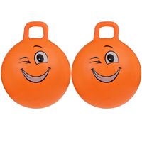 2x stuks skippybal smiley voor kinderen oranje 55 cm