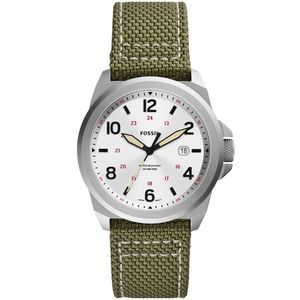 Fossil FS5918 Horloge Bronson staal-nylon zilverkleurig-groen 40 mm