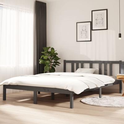 Bedframe massief hout grijs 140x200 cm