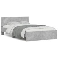 Bedframe met hoofdeinde en LED betongrijs 120x200 cm