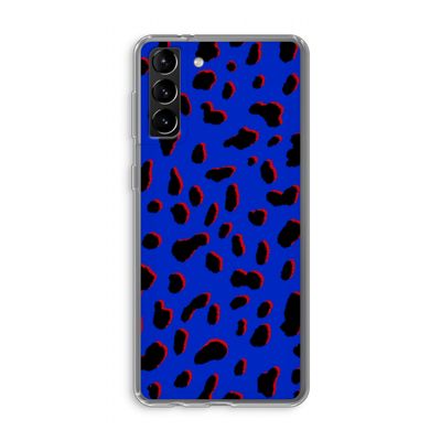 Blue Leopard: Samsung Galaxy S21 Plus Transparant Hoesje