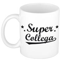 Super collega tekst koffiemok - cadeau beker - 300 ml - wit - werk - bedankt - kantoor - keramiek