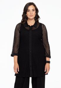 Yoek Blouse met kraag | Zwart | Maat 50/52