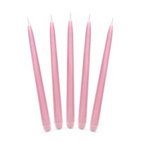 10x stuks Dinerkaarsen licht roze 24 cm   -