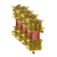 4x stuks lametta kerstslingers met sterretjes goud 200 x 6,5 cm - thumbnail