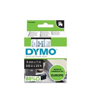 Dymo D1 standaardlabels blauw op wit, 9 mm x 7 m printlint