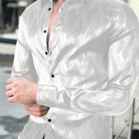 Bon&Bon Men's Allover Print Casual Shirt | Black Long Sleeve White / M