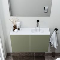 Zaro Polly toiletmeubel 80cm army met witte wastafel zonder kraangat rechts